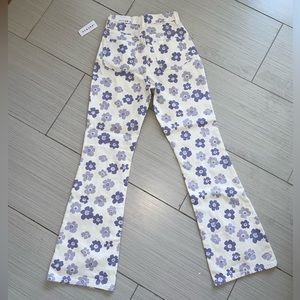 Y2K PacSun Boot cut High rise flower jeans with button fly Style 0092